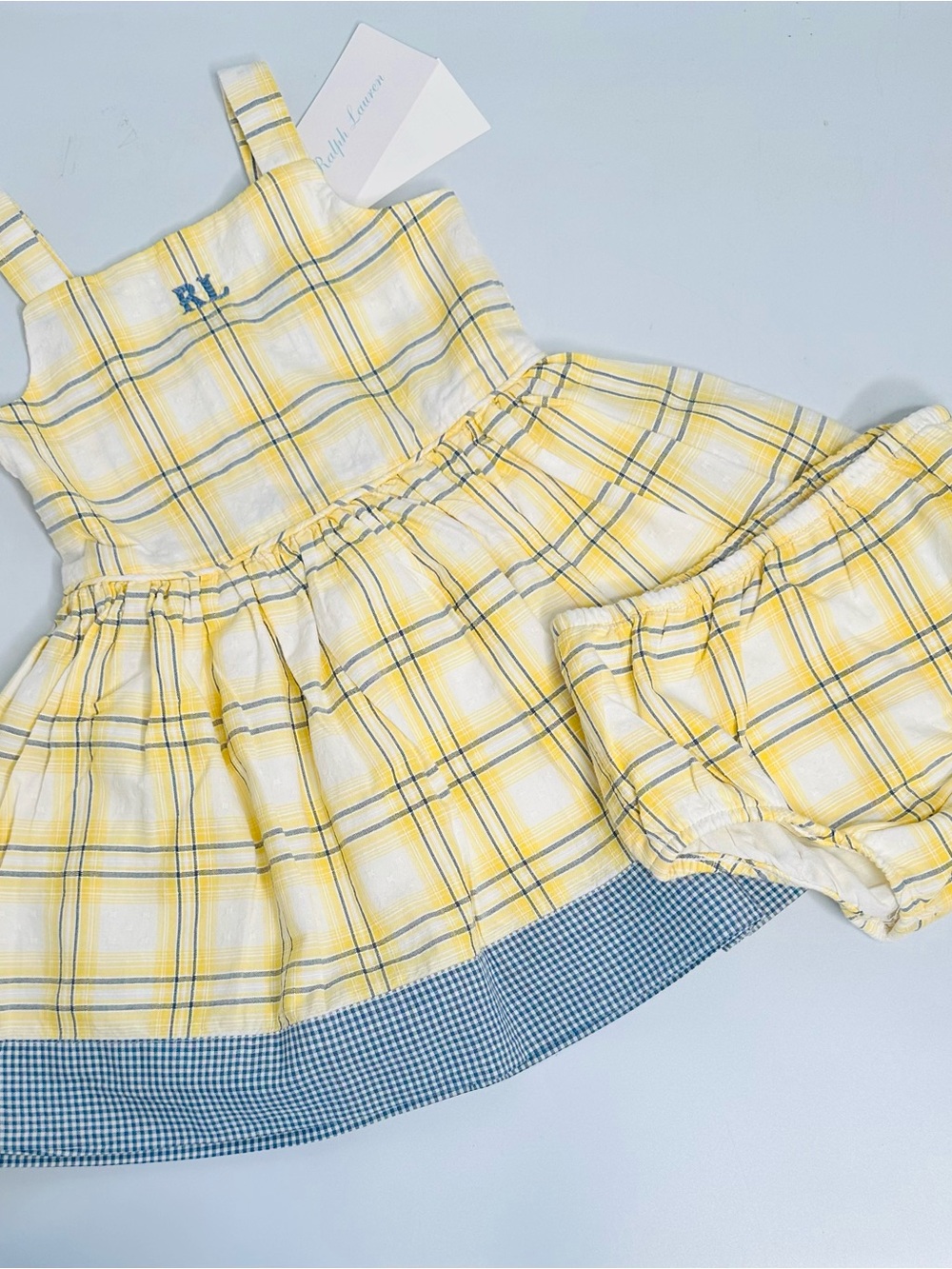 Ralph Lauren Yellow Plaid Dress & Bloomer Set